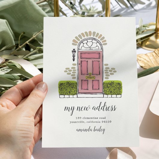 ピンクのドアのお引越しお知らせ 案内状