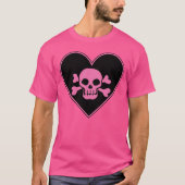 ピンクのドクロとハート Tシャツ (正面)