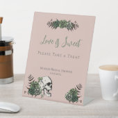 ピンクのドクロとバラのアイルランドの結婚前お祝いプレゼント用看板 台座サイン (インサイチュ)