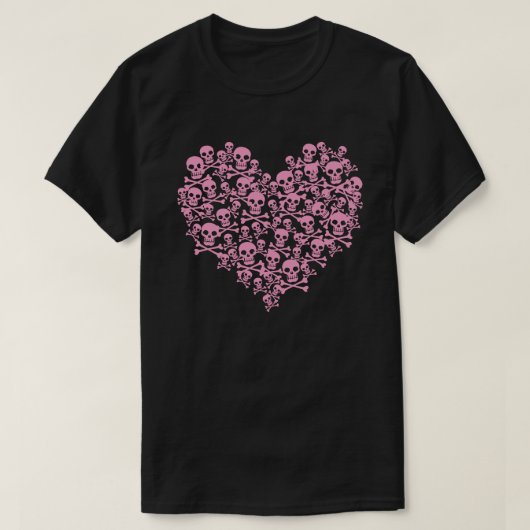 ピンクのドクロハートTシャツ Tシャツ (デザイン正面)