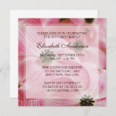 ピンクのドッグウッドの花々80歳の誕生日パーティー 招待状 (正面/裏面)