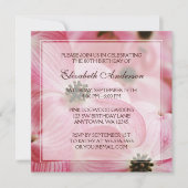 ピンクのドッグウッドの花々80歳の誕生日パーティー 招待状 (正面)