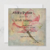 ピンクのドッグウッドの花の赤ちゃんシャワー 招待状 (裏面)