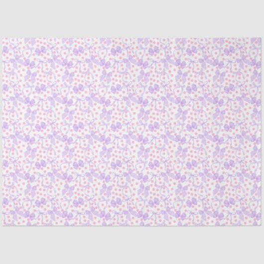 ピンクのドットが散りばめられた紫の蝶ネクタイ 薄葉紙 (正面)