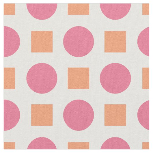 ピンクのドットとオレンジの正方形 ファブリック (クローズアップ)