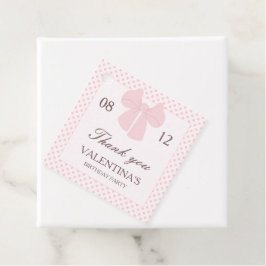 ピンクのドットとピンクの弓の女の子の誕生日 フェイバータグ