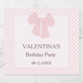 ピンクのドットとピンクの弓の女の子の誕生日 リキュールボトルラベル (シングルラベル)