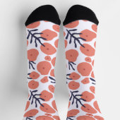 ピンクのドットと緑の葉色 ソックス (上部)