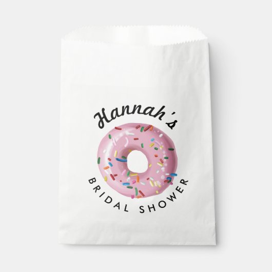 ピンクのドットデコレーション ドーナツ ショップ ウェディング シャワー ギフトバッグ フェイバーバッグ (正面)