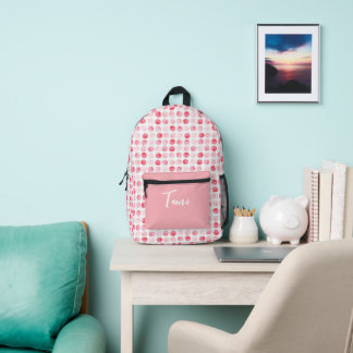 ピンクのドットパーソナライズされた プリントバックパック