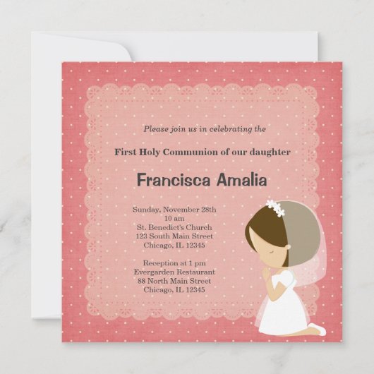 ピンクのドット聖体女子 招待状 (正面)