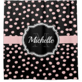 ピンクのドット シャワーカーテン (正面)