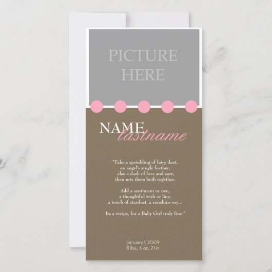 ピンクのドット – 少女 案内状 (正面)