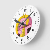 ピンクのドラゴンの丸い時計 ラウンド壁時計 (傾斜)