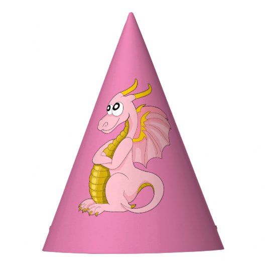 ピンクのドラゴンキャラクター パーティーハット (正面)