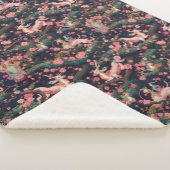 ピンクのドラゴンズとさくらんぼの花 シェルパブランケット (3/4)