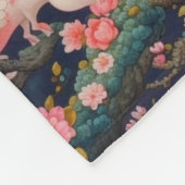ピンクのドラゴンズとさくらんぼの花 フリースブランケット (角)