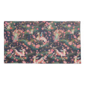 ピンクのドラゴンズとさくらんぼの花 枕カバー (裏面-左)