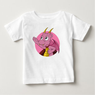 ピンクのドラゴンベビーTシャツ ベビーTシャツ