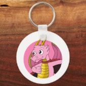 ピンクのドラゴン漫画 キーホルダー (正面)