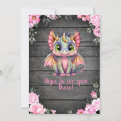 ピンクのドラゴン ベイビーシャワー 招待状, ラスティックスタイル 招待状 (裏面)