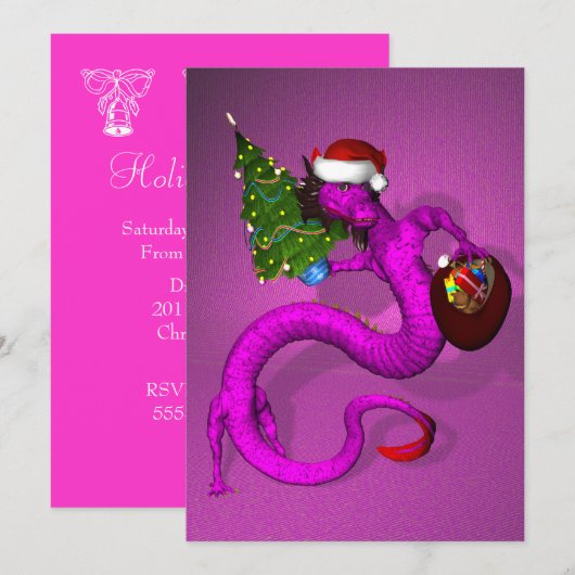 ピンクのドラゴン 招待状 (正面/裏面)