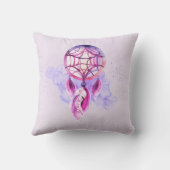 ピンクのドリームキャッチャーを紫色の水彩（ばちゃばちゃ）跳ねる クッション (裏面)