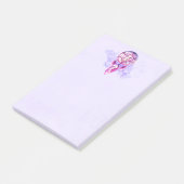 ピンクのドリームキャッチャーを紫色の水彩(ばちゃばちゃ)跳ねる ポストイット (アングル)