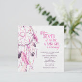 ピンクのドリームキャッチャー ベビーシャワー招待状 招待状 (スタンド正面)