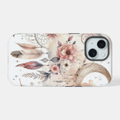 ピンクのドリームキャッチャー iPhone 15ケース (裏面横)