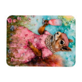 ピンクのドレスとドリンクを着たリス マグネット (横)