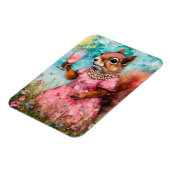 ピンクのドレスとドリンクを着たリス マグネット (左側)