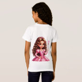 ピンクのドレスのチャーミングなプリンセス Tシャツ (裏面フル)