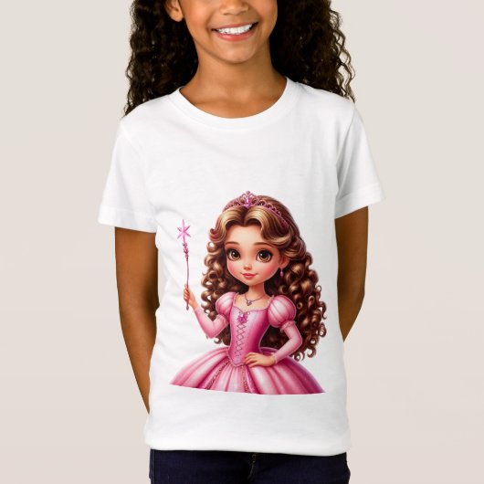 ピンクのドレスのチャーミングなプリンセス Tシャツ (正面)