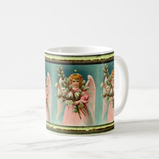 ピンクのドレスの可愛い天使 コーヒーマグカップ (正面右)