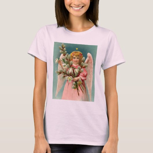 ピンクのドレスの可愛い天使 Tシャツ (正面)