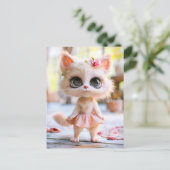 ピンクのドレスの可愛い子猫 シーズンポストカード (スタンド正面)