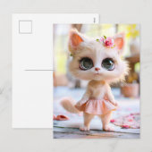 ピンクのドレスの可愛い子猫 シーズンポストカード (正面/裏面)