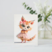 ピンクのドレスの可愛い子猫 シーズンポストカード (スタンド正面)