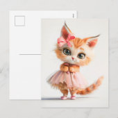 ピンクのドレスの可愛い子猫 シーズンポストカード (正面/裏面)
