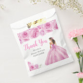 ピンクのドレスの花のプリンセス スイート16 フェイバーバッグ (封をした状態)