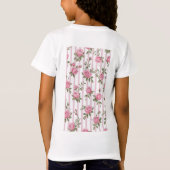 ピンクのドレスの花冠の女の子妖精 Tシャツ (裏面)
