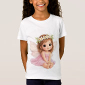ピンクのドレスの花冠の女の子妖精 Tシャツ (正面)