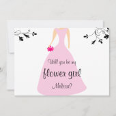 ピンクのドレスは私の花の女の子？名前をカスタムする 招待状 (正面)