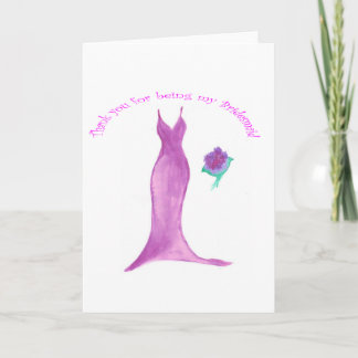 ピンクのドレスは私の花嫁の付き添いのカードでありがとう サンキューカード