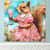 ピンクのドレスを着たリス キャンバスプリント (インサイチュ (ウッドフロア))