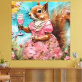 ピンクのドレスを着たリス キャンバスプリント (インサイチュ (リビング))