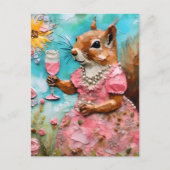 ピンクのドレスを着たリス ポストカード (正面)