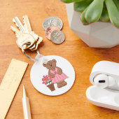 ピンクのドレスを着た乳がん認識度クマ キーホルダー