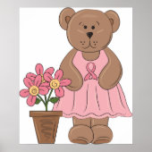 ピンクのドレスを着た乳がん認識度クマ ポスター (正面)